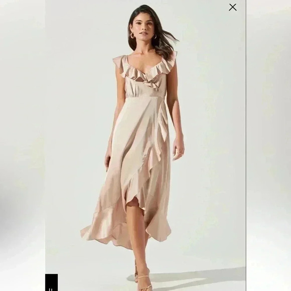 ASTR the Label Wilshire Ruffle Open Back Midi Dress Sz XL - Picture 1 of 8